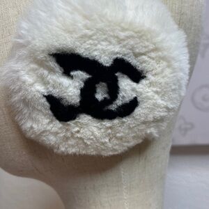 CHANEL VINTAGE  Black and White Fur Earmuffs